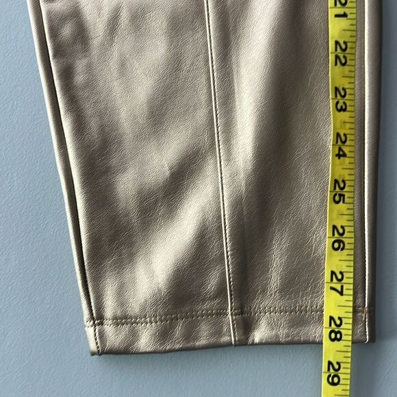 078 New BCBGeneration Straight Leg Metallic Gold Faux Leather Women's Pants - Picture 10 of 11
